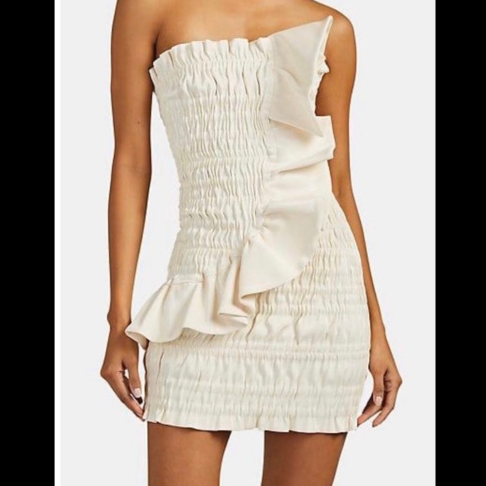 AREA**Ivory Ruched Lame Cocktail Dress*Large $980 - Picture 1 of 12